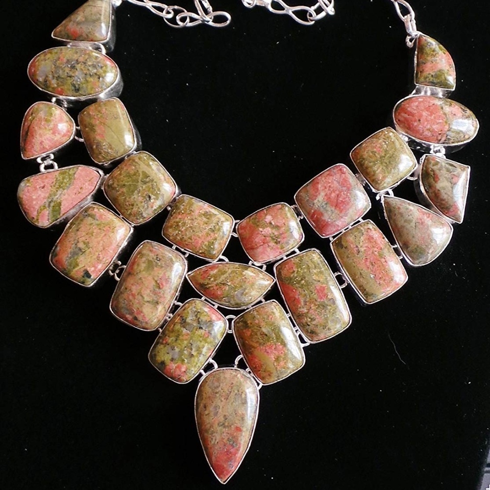 Autumn Jasper Statement Necklace Sterling Necklace NWT